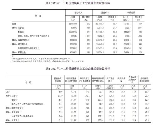 國家統計局 1 11月份全國規模以上工業企業利潤同比增長38.0 兩年平均增長18.9